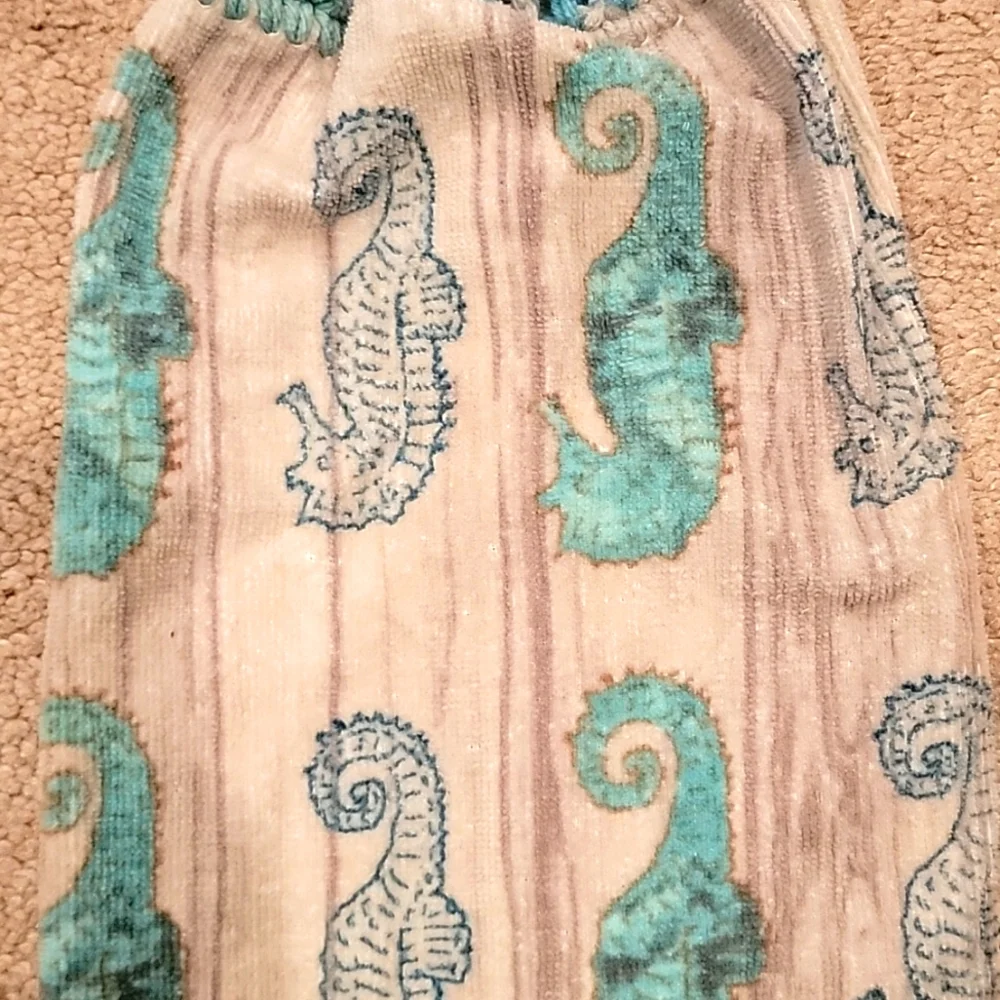 Handmade Hanging Hand Towel - Seahorse